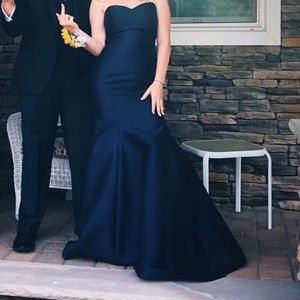 prom dress satin blue